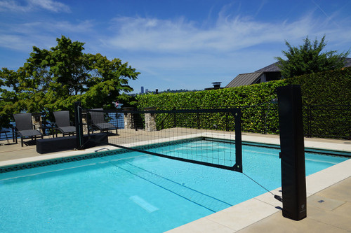 Steel Pool Volleyball Poles - Shown with optional protective pole pads Steel Pool Volleyball Poles - Shown with optional protective pole pads